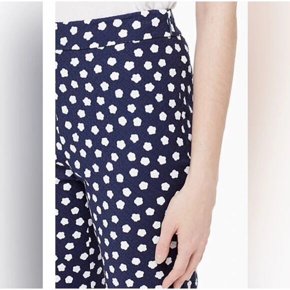 NWT KATE SPADE Cloud Dot Jacquard Pant Size 2 Navy And White Cropped Ankle Pant - Picture 3 of 12